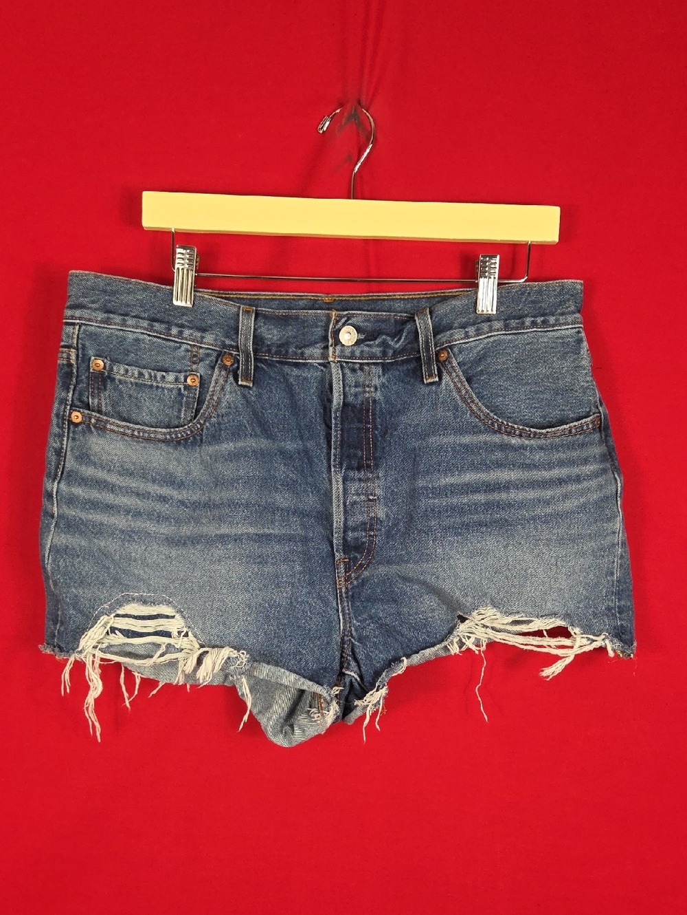 LEVI'S 501 High Rise Waisted Shorts Button Fly Womens Size‎ 34